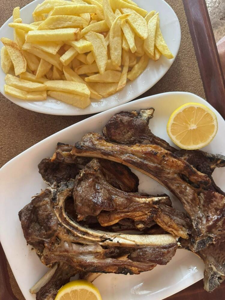 Lamb Ribs - Traditional Greek dish at Taverna Xarama Meteora